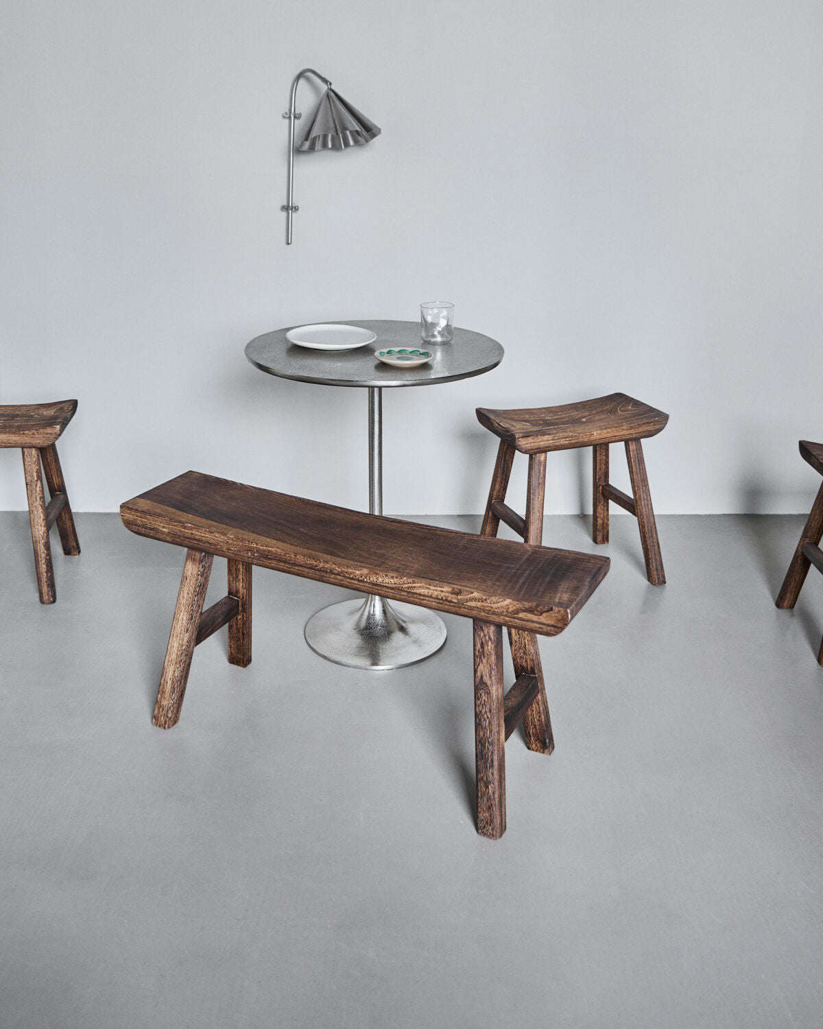 House Doctor Lane Paulownia Wood Bench & Stool – Handmade Japandi-Style Wooden Seat, Brown