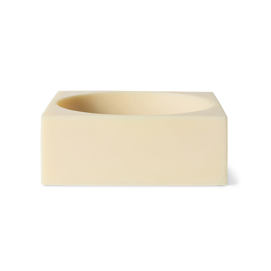 HKLIVING Pop Cube Large in Cream - front view of square resin bowl