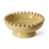 Robust Ceramic Bowl in Mustard by HKLIVING – angled view showing hand-applied ceramic spheres