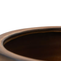 Detail of the dark brown glazed rim and interior of the HKLIVING vanilla planter