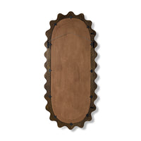 Back of the HKLIVING wooden ripple mirror showing the wall-hanging fittings