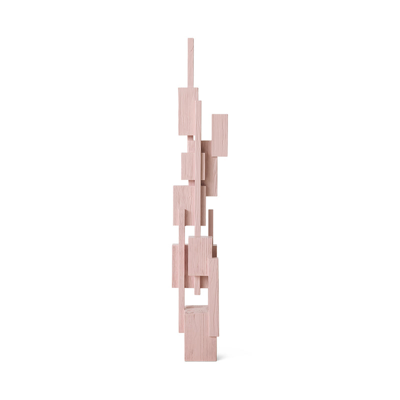 Skyscraper Sculpture in Soft Pink by HKLIVING, front view on white background