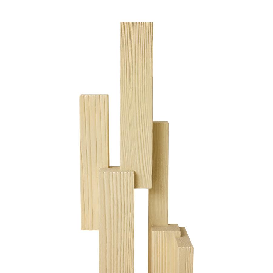 Close-up of the cream wooden blocks showing the natural wood grain