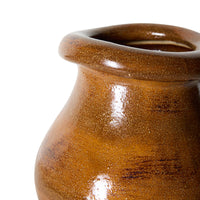 Close-up of the rolled rim and glaze detail on the HKLIVING Robust Vase in burnt umber, Medium size