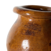 Close-up of the rolled rim and glaze detail on the HKLIVING Robust Vase in burnt umber, Large size