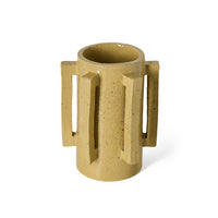 Robust Ceramic Vase in Mustard by HKLIVING – angled view showing speckled mustard glaze