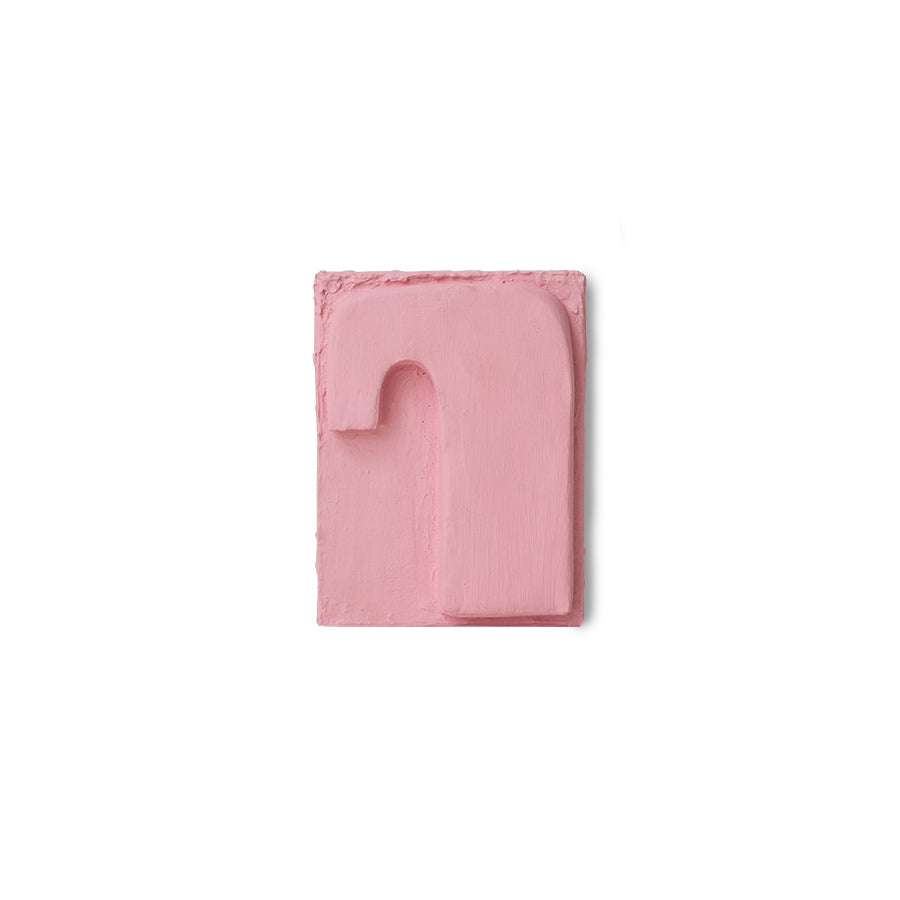 HKLIVING Pocket Exhibit 'Crave', a small sculptural MDF wall piece in bold pink, on a plain white background