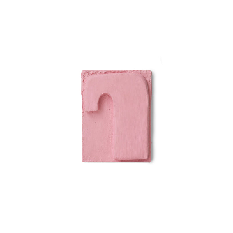 HKLIVING Pocket Exhibit 'Crave', a small sculptural MDF wall piece in bold pink, on a plain white background