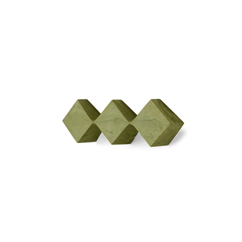 Wall Sculpture in Olive Green by HKLIVING – angled view showing textured surface