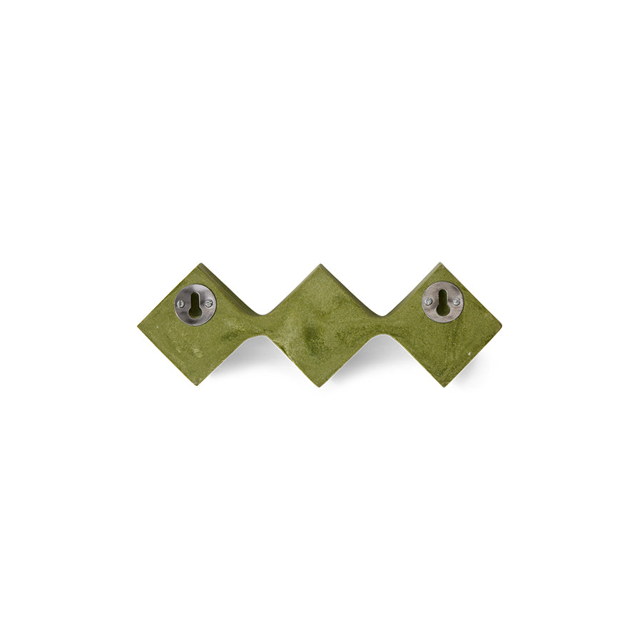 Wall Sculpture in Olive Green by HKLIVING – reverse view showing keyhole wall-mount fixings