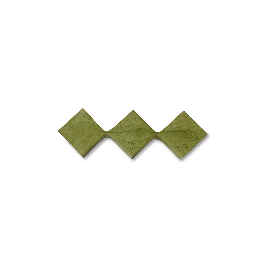 Wall Sculpture in Olive Green by HKLIVING – front view of three-cube geometric wall art