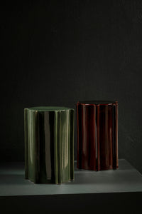 Geometric Ceramic Side Table - Serax Pawn Collection in Ochre, Brown, or Dark Green