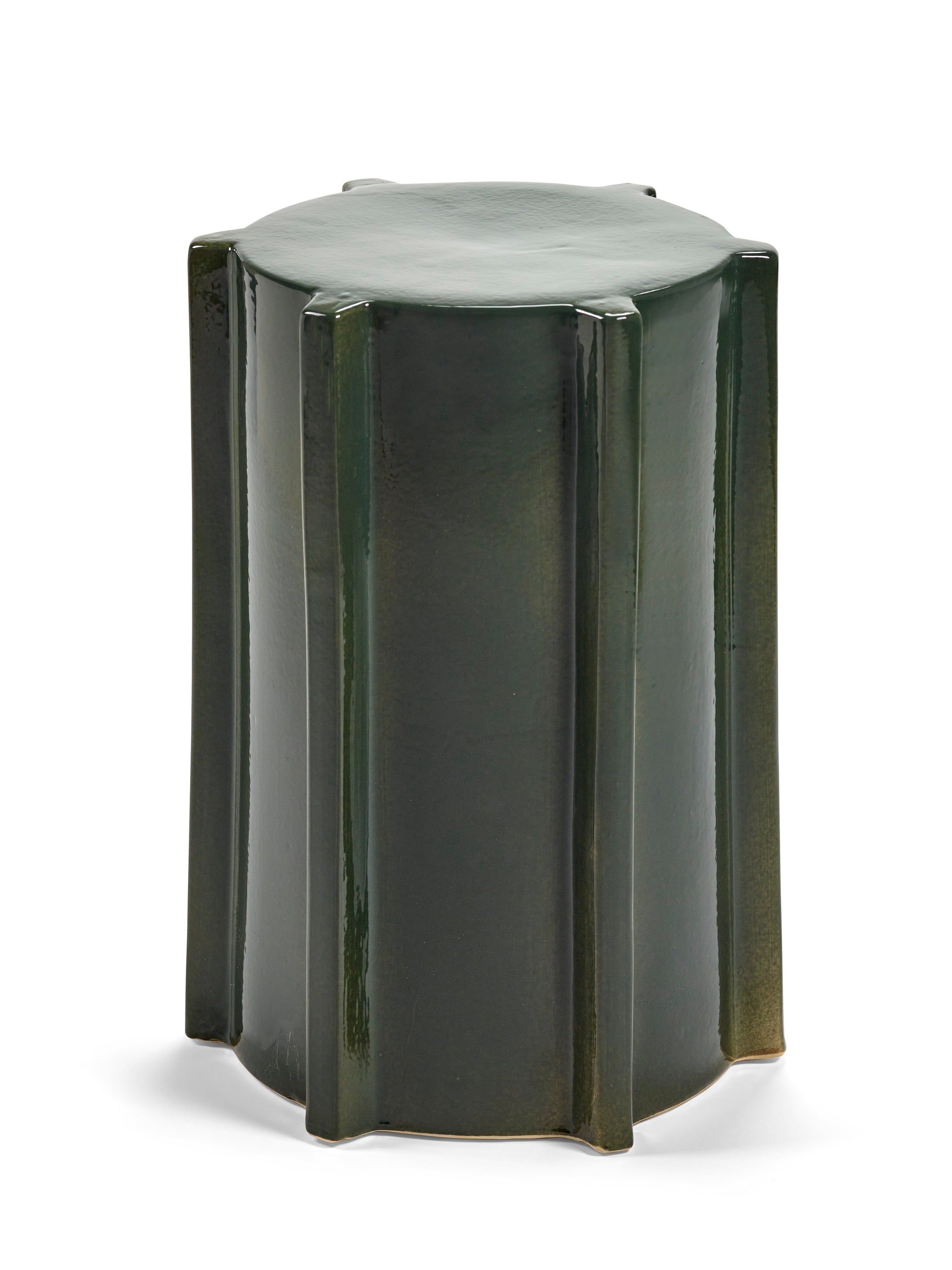Geometric Ceramic Side Table - Serax Pawn Collection in Ochre, Brown, or Dark Green
