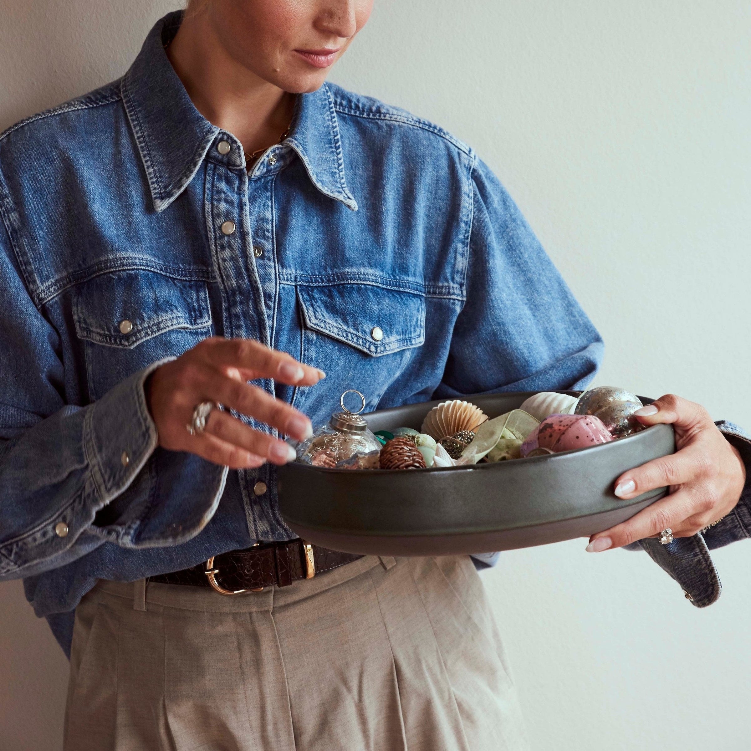 RAW Northern Green Serving Bowl by Aida – Large Stoneware Bowl for Stylish Sharing