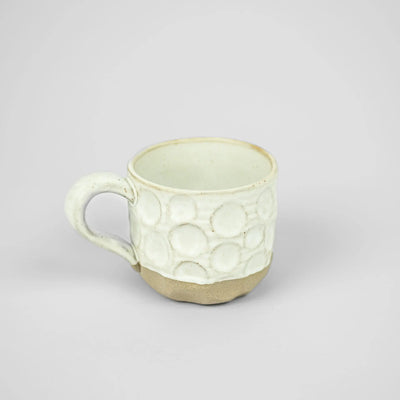 Maja Cup - Ceramic Mug with Unique Pattern and Reactive Glaze (Available in Beige, Mustard, White)