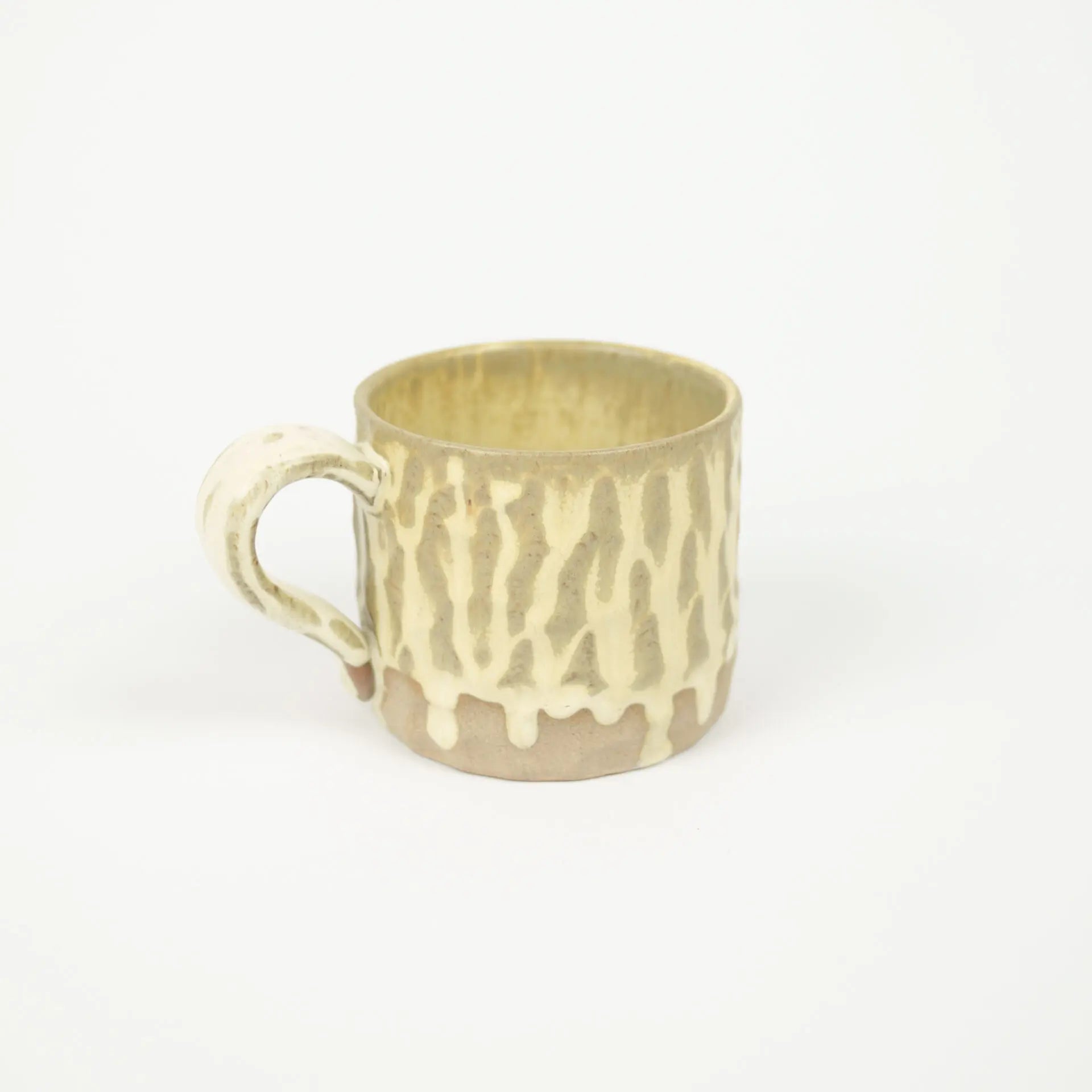 Maja Cup - Ceramic Mug with Unique Pattern and Reactive Glaze (Available in Beige, Mustard, White)