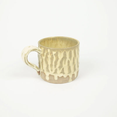 Maja Cup - Ceramic Mug with Unique Pattern and Reactive Glaze (Available in Beige, Mustard, White)