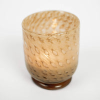 Lolo Votive - Glass Candle Holder in Pink & Beige with Bold Base