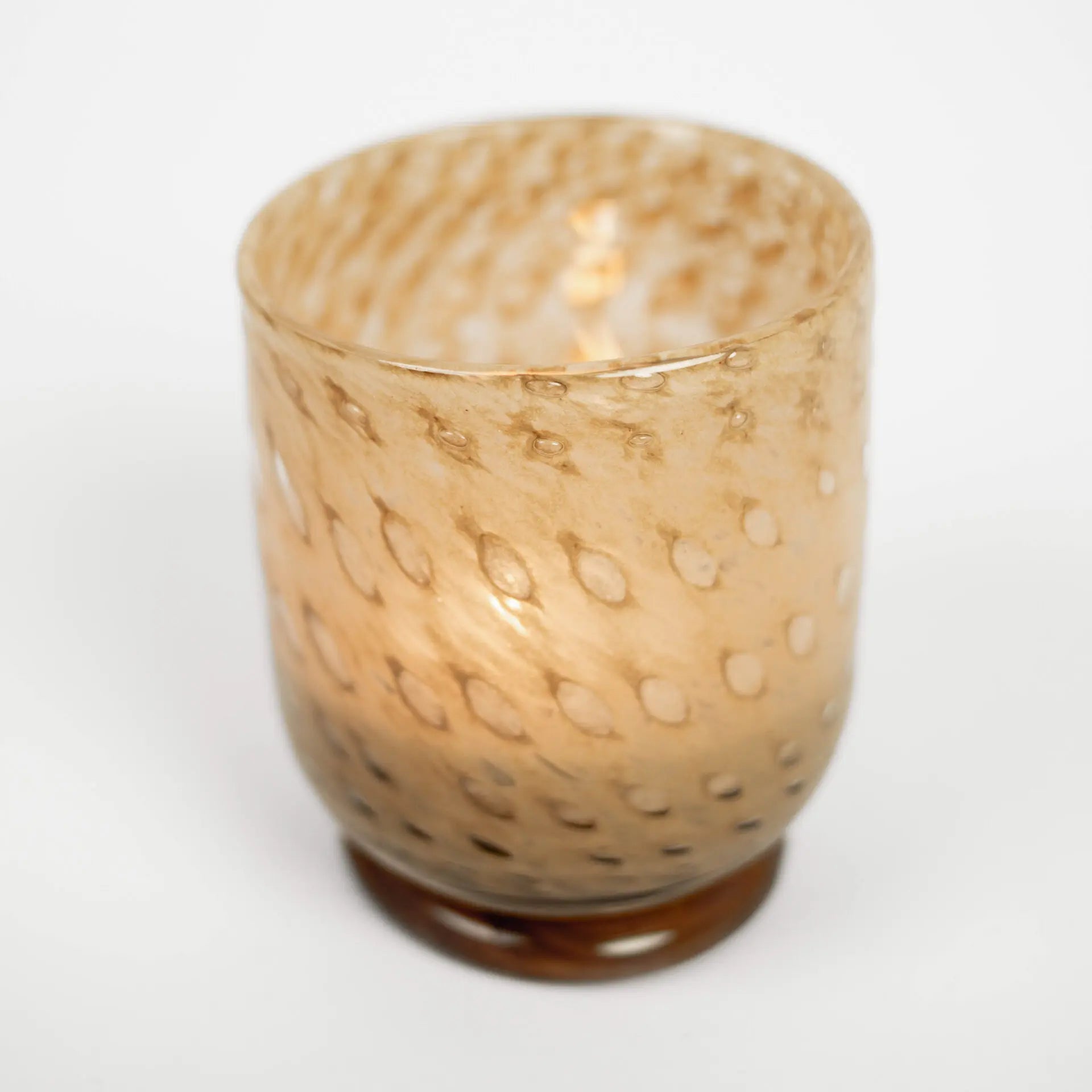 Lolo Votive - Glass Candle Holder in Pink & Beige with Bold Base