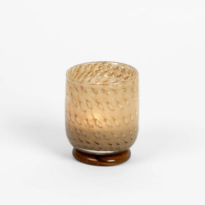Lolo Votive - Glass Candle Holder in Pink & Beige with Bold Base