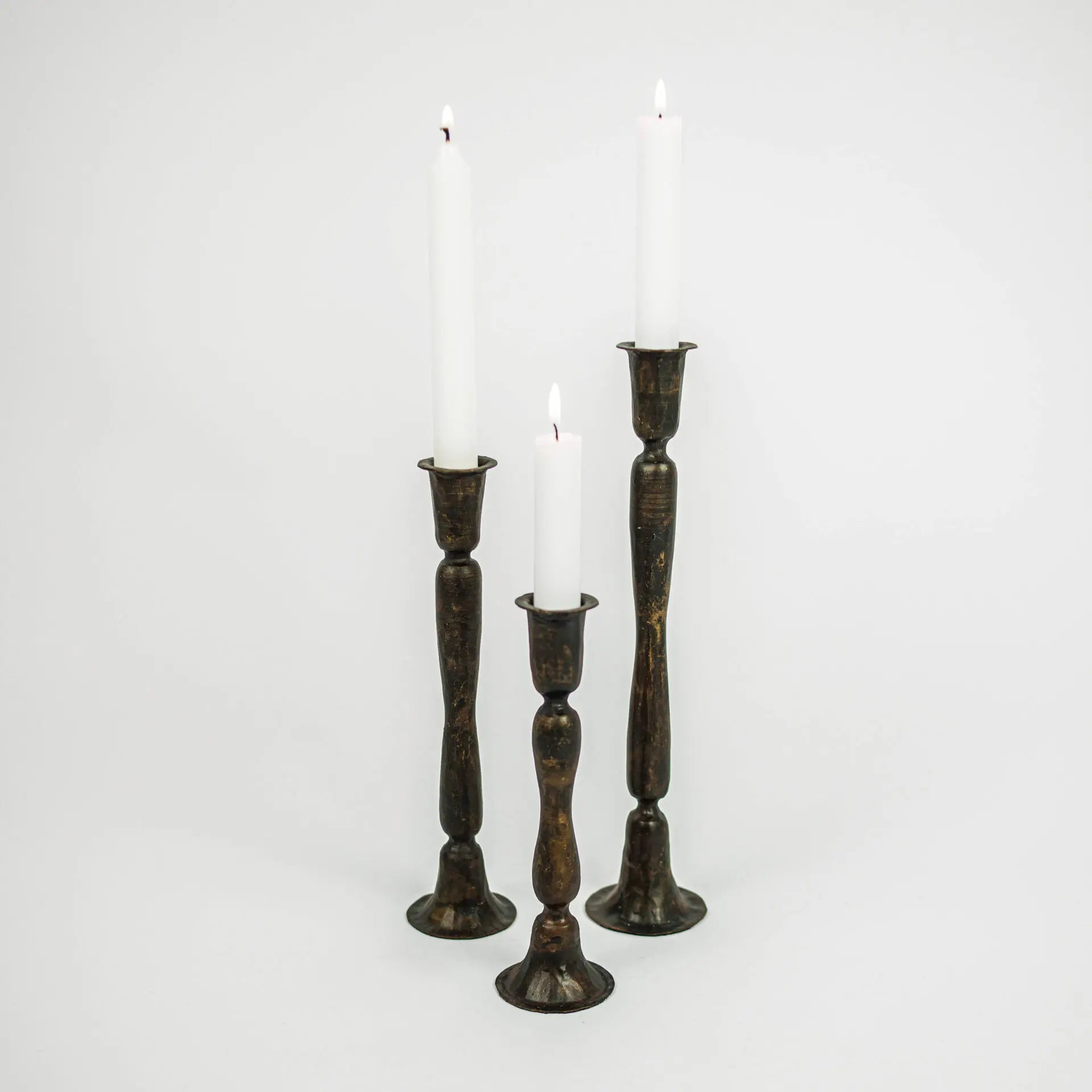 Gill Light Holders Set of 3 - Handcrafted Iron Candle Holders in Three Sizes