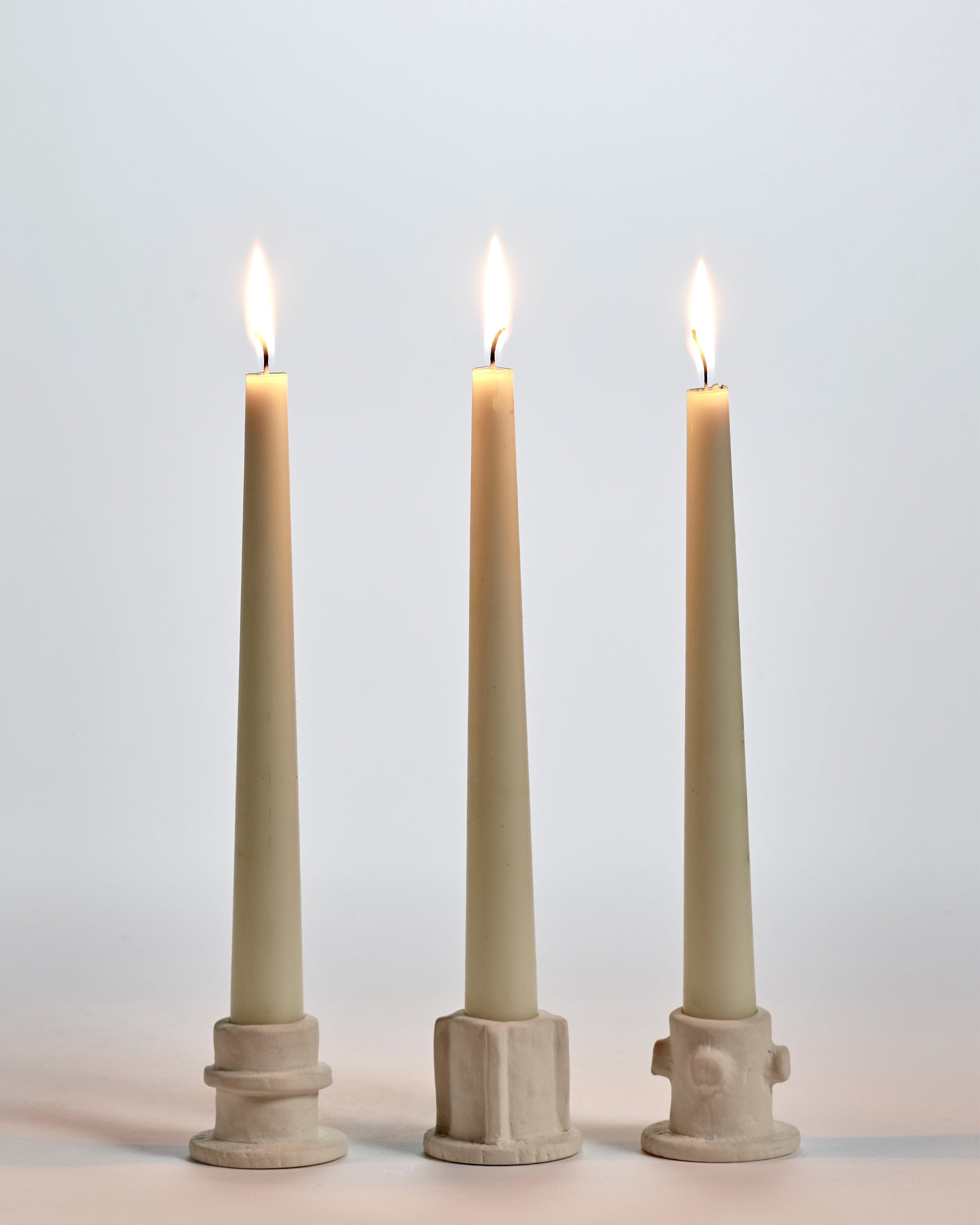 Candle Holders, Beige Stoneware, Set of 3 from Molly Range by Serax