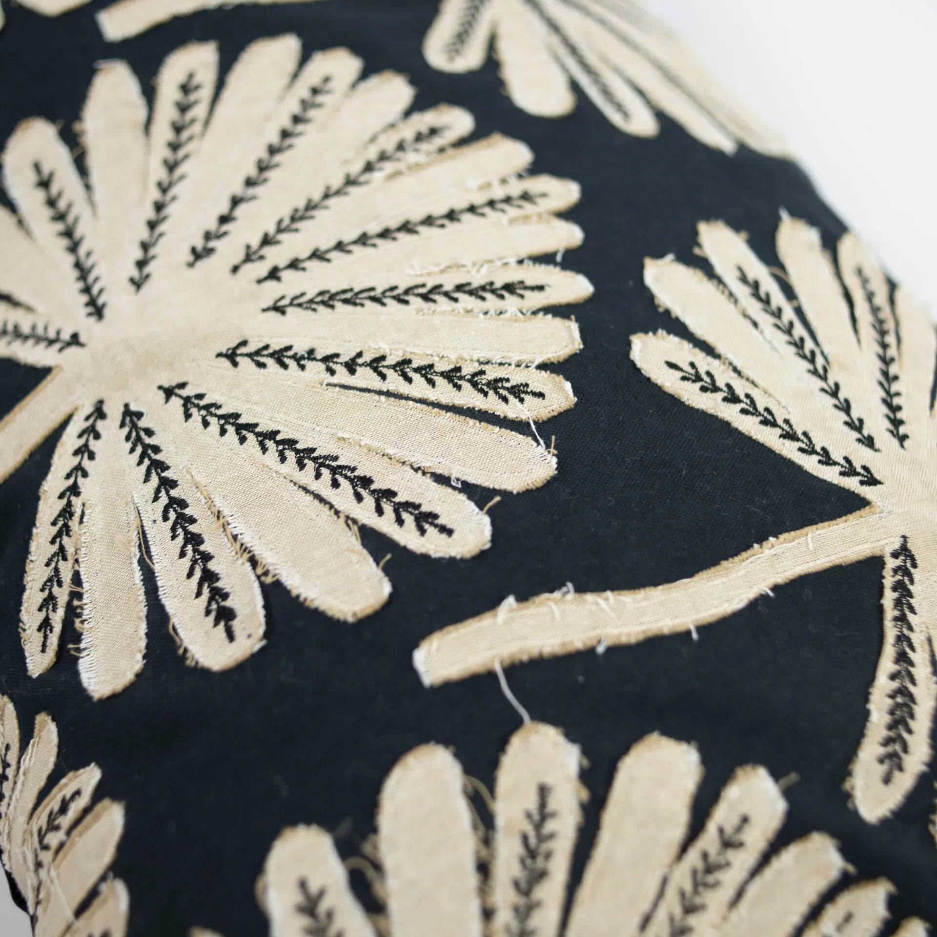 Phoenix Cushion 40x70cm - Cotton Cushion with Palm Pattern & Feather Down Insert