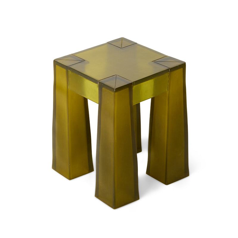 Resin Stool in Vintage Yellow by HKLIVING, lifestyle shot
