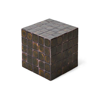 Tiled Side Table in Olives by HKLIVING – angled view showing reactive glaze detail