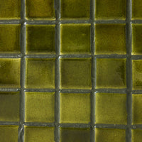 Tiled Side Table in Moss by HKLIVING – close-up of hand-glazed ceramic tiles