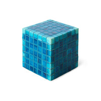 Tiled Side Table in Turquoise by HKLIVING – angled view showing reactive glaze detail