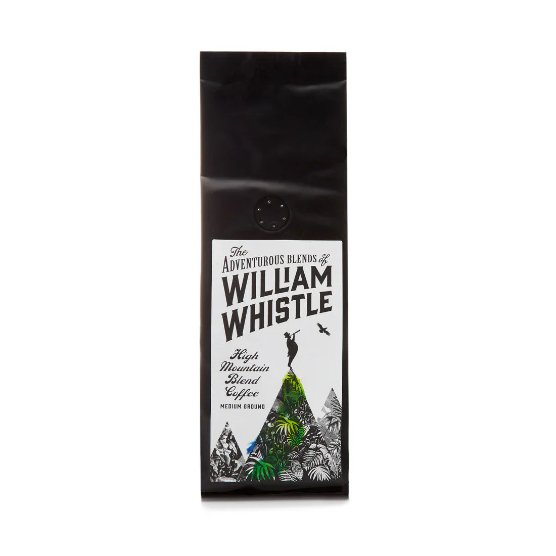 Premium Arabica ground coffee by William Whistle, roasted in England