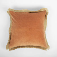 Julie Reversible Cushion 50x50cm - Cotton Cushion with Jute Fringe & Feather Down Insert