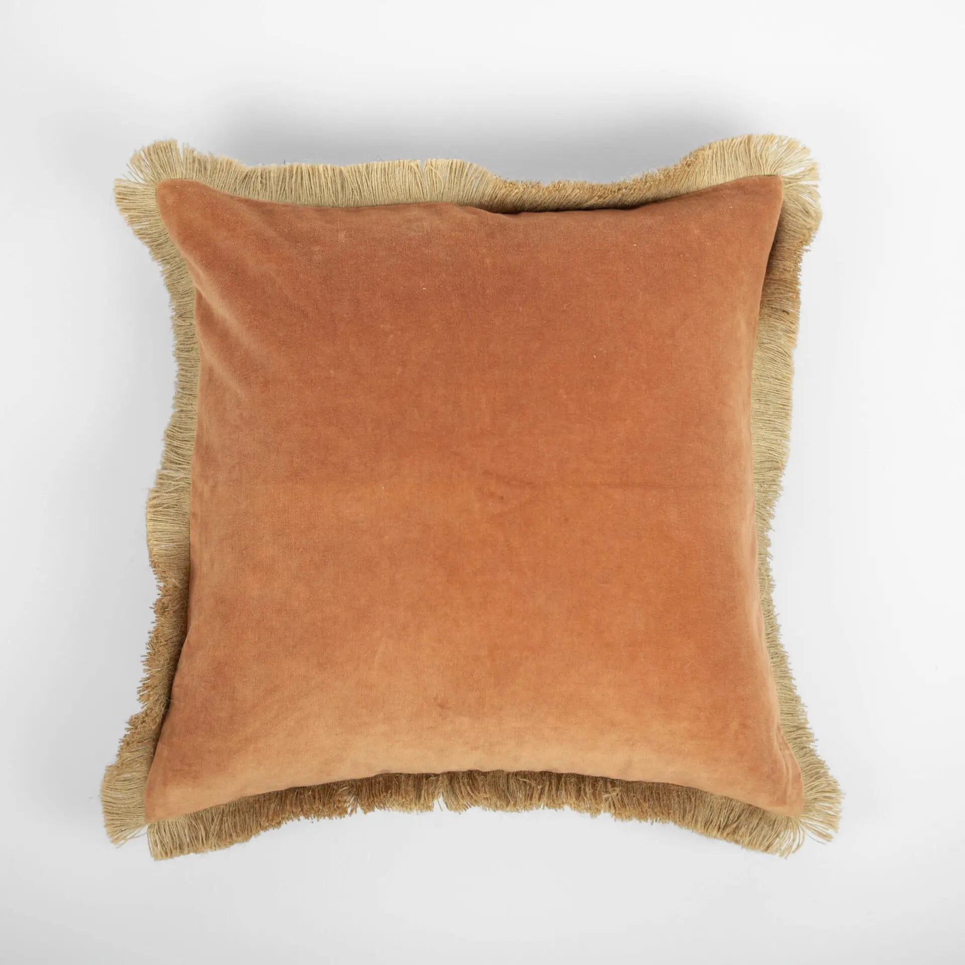 Julie Reversible Cushion 50x50cm - Cotton Cushion with Jute Fringe & Feather Down Insert