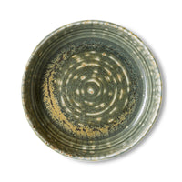 Medium HKLIVING rustic green deep plate from above, with concentric glaze rings
