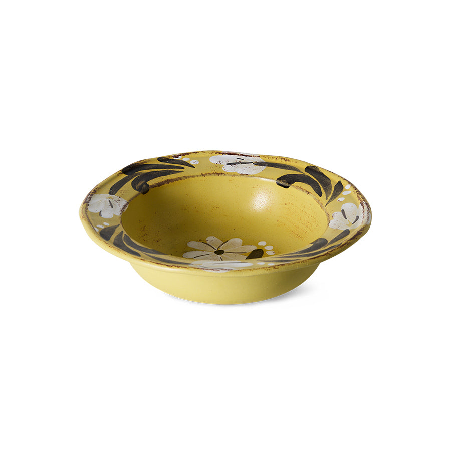 Farmhouse Ceramics Hand-Painted Bowl in Butter by HKLIVING, angled view