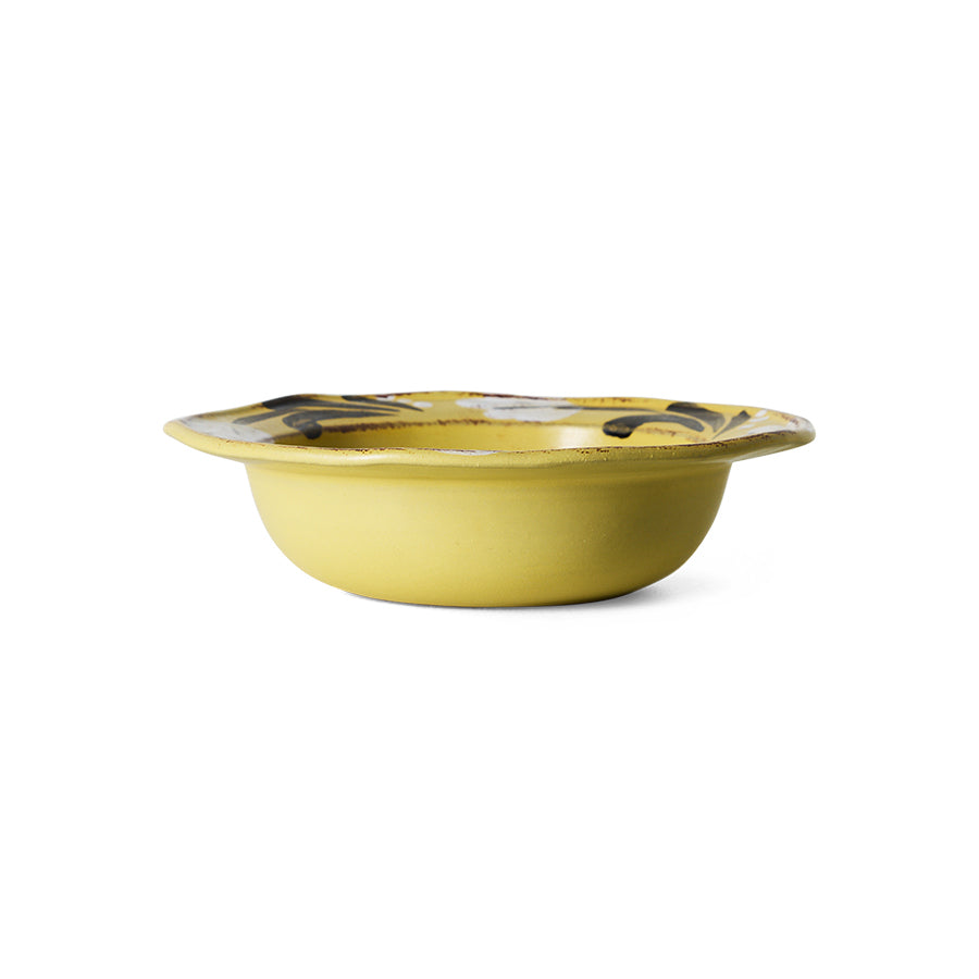 Farmhouse Ceramics Hand-Painted Bowl in Butter by HKLIVING – stoneware bowl with hand-painted rim detail