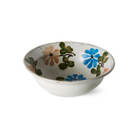 Farmhouse Ceramics Hand-Painted Bowl in Cream by HKLIVING, angled view