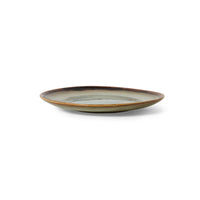 HKLIVING Contrast dessert plate from the side, showing the low profile and brown rim