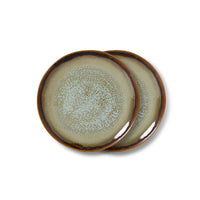 70s Ceramics Dessert Plates in Contrast, Set of 2 by HKLIVING, on white background