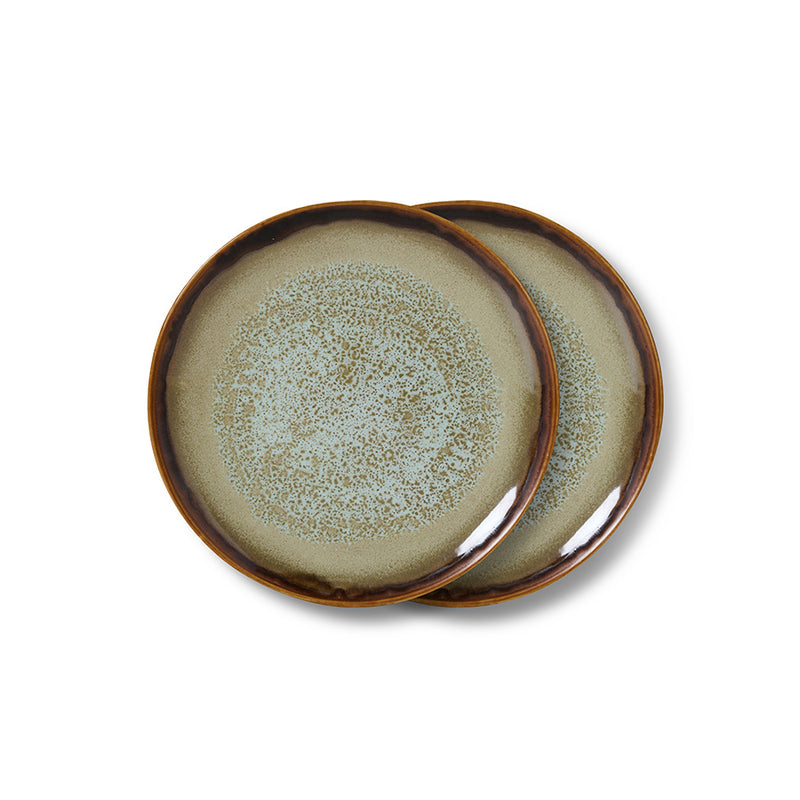 70s Ceramics Dessert Plates in Contrast, Set of 2 by HKLIVING, on white background