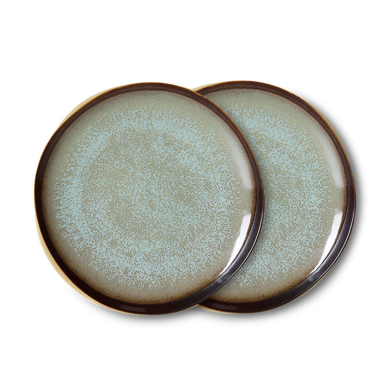 70s Ceramics Side Plates in Contrast, Set of 2 by HKLIVING, on white background