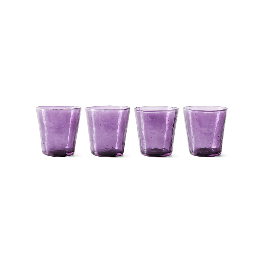 Farmhouse water glasses in violet by HKLIVING, small, set of 4