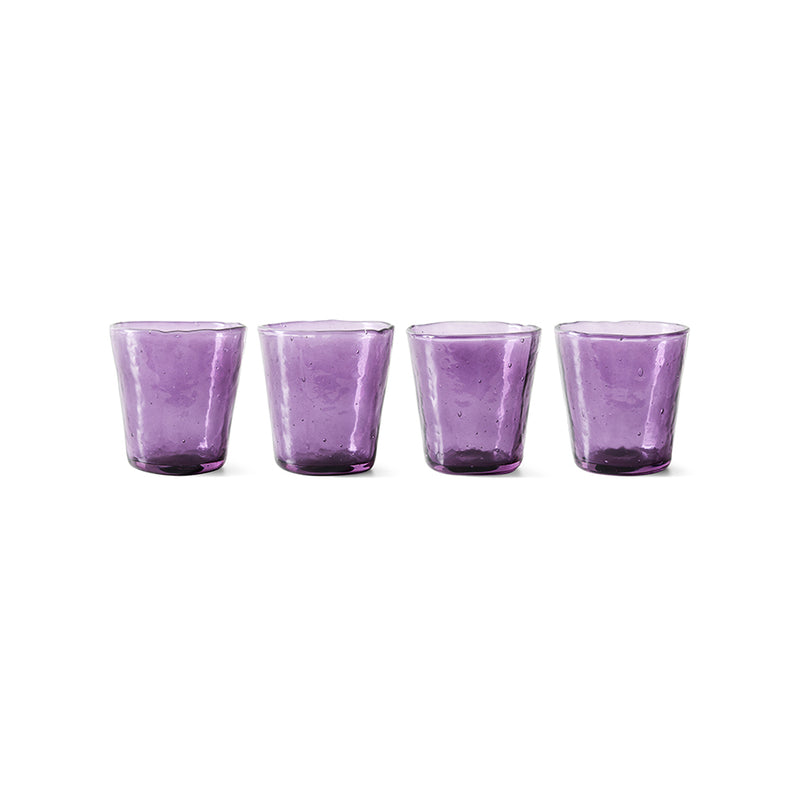 Farmhouse water glasses in violet by HKLIVING, small, set of 4