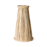 Raffia Lampshade in Natural by HKLIVING – front view of tall tapered woven shade