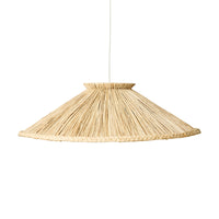 Raffia Pendant Lamp in Natural by HKLIVING – front view of hand-woven raffia pendant