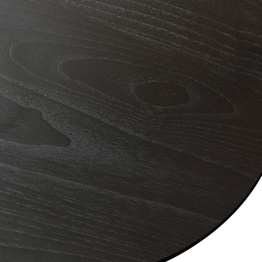 Black Round Wooden Pillar Dining Table by HKLIVING, 140cm diameter, Handmade