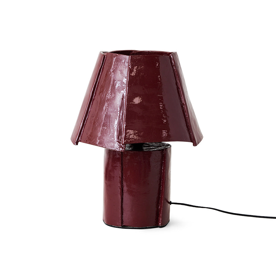 Cotton maché table lamp in burgundy by HKLIVING, packshot