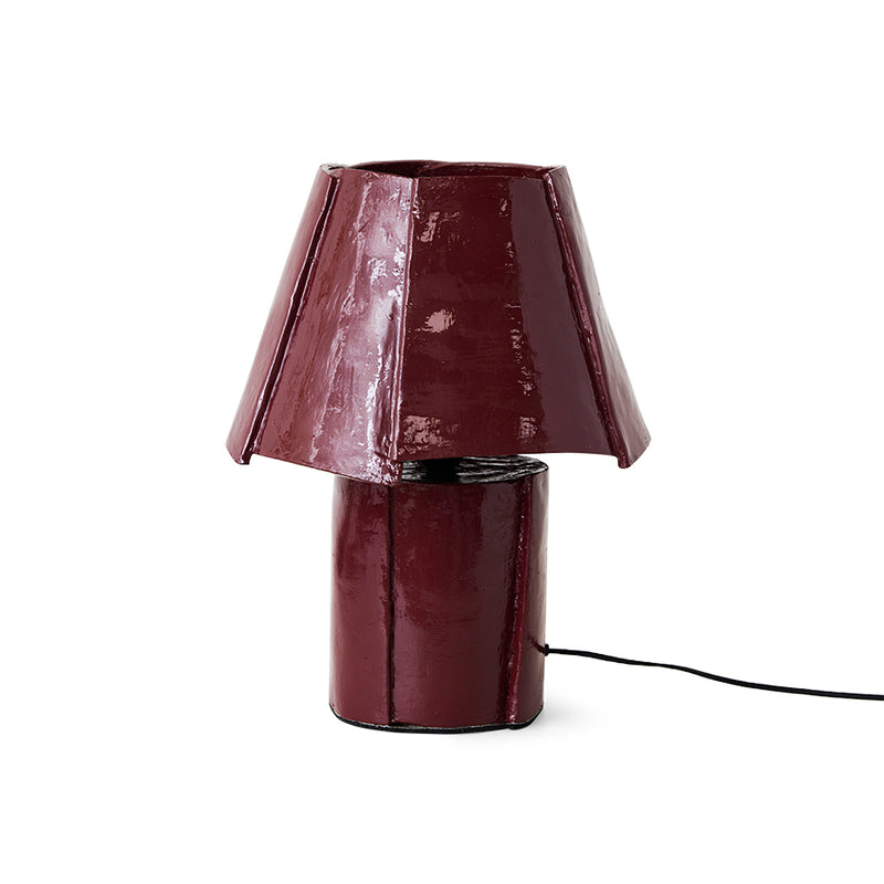 Cotton maché table lamp in burgundy by HKLIVING, packshot