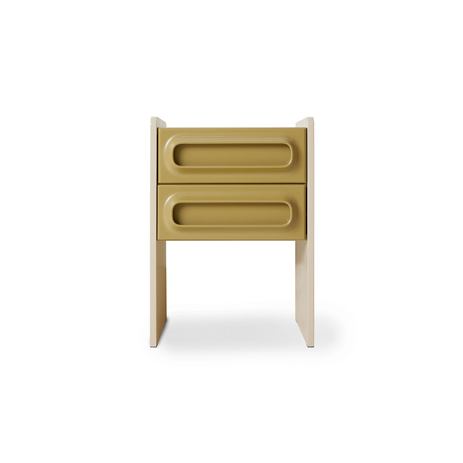 Technical dimension diagram of the Space Nightstand in Sage-Cream by HKLIVING